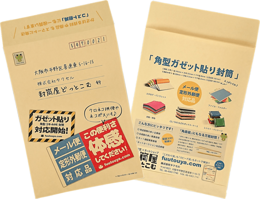 角形ガゼット貼り封筒印刷サンプル