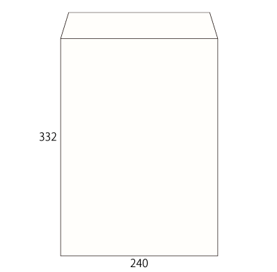 角2 ホワイトR40CoC 80 スミ貼 (〒枠なし)
幅 x 天地：240 x 332mm
米坪：80g/m2