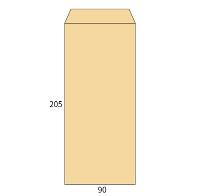 長4 クラフト 70スミ貼（〒枠なし）
幅 x 天地：90 x 205mm
米坪：70g/m2