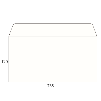洋0カマス ミエナイ白 100 (〒枠なし)
幅 x 天地：235 x 120mm
米坪：100g/m2