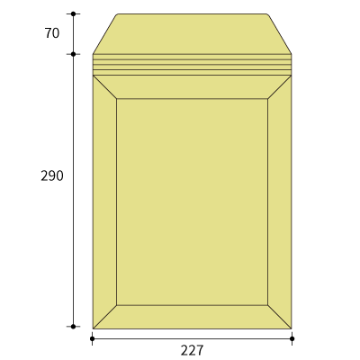 キャッスル封筒 B-5(穴なし)テープ付き
幅 x 天地：227 x 290mm
米坪：350g/m2