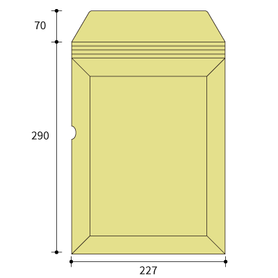 キャッスル封筒 B-5(穴あり)テープ付き
幅 x 天地：227 x 290mm
米坪：350g/m2