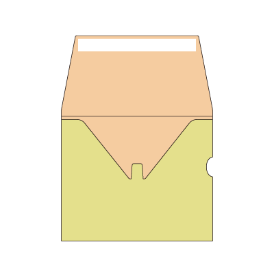 キャッスル封筒 CD(穴あり)テープ付き
幅 x 天地：150 x 124mm
米坪：350g/m2