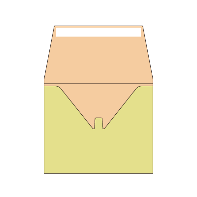 キャッスル封筒 CD(穴なし)テープ付き
幅 x 天地：150 x 124mm
米坪：350g/m2