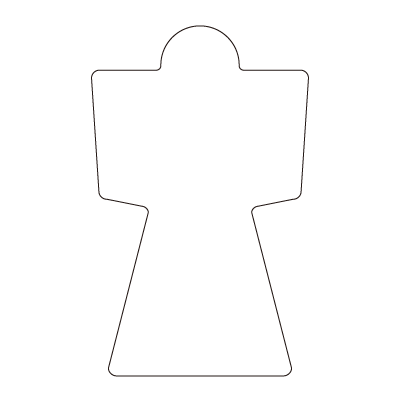 お祓い人形・型代C型(奉書・折なし)
幅 x 天地：70 x 117mm
米坪：-