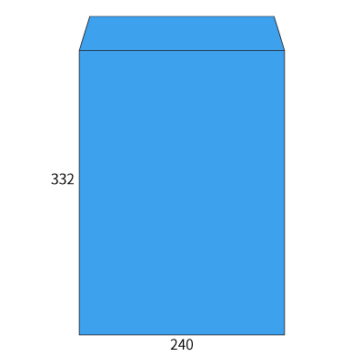 角2カラーブルー85ヨコ貼
幅 x 天地：240 x 332mm
米坪：85g/m2