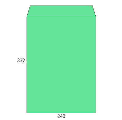 角2カラーエメラルド85ヨコ貼
幅 x 天地：240 x 332mm
米坪：85g/m2