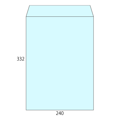 角2サイド封筒 コットン ブルー 116.3g
幅 x 天地：240 x 332mm
米坪：116g/m2