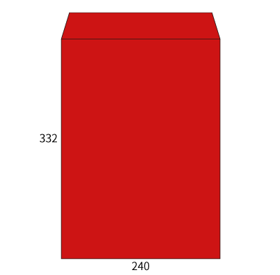 角2サイド封筒 コットン レッド 116.3g
幅 x 天地：240 x 332mm
米坪：116g/m2