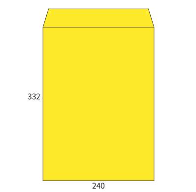 角2カラーイエロー85ヨコ貼
幅 x 天地：240 x 332mm
米坪：85g/m2