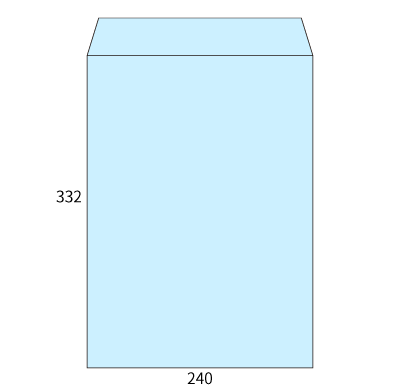 角2 ヨミニクイECブルー100スミ貼 (〒枠なし)
幅 x 天地：240 x 332mm
米坪：100g/m2