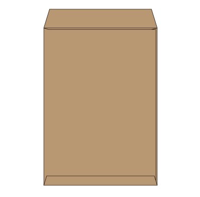 角2サイド封筒 未晒クラフト100g
幅 x 天地：240 x 332mm
米坪：100g/m2