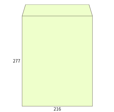 角3パステルウグイス100ヨコ貼
幅 x 天地：216 x 277mm
米坪：100g/m2