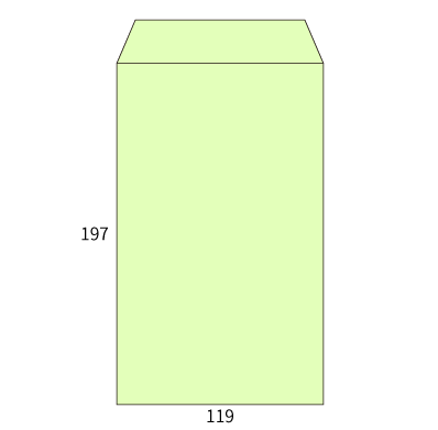給料 Kウグイス 70 中貼
幅 x 天地：119 x 197mm
米坪：70g/m2