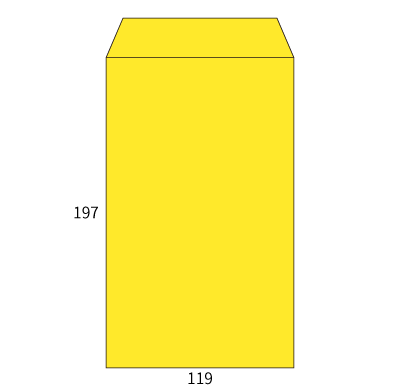 給料 Kイエロー 70 中貼
幅 x 天地：119 x 197mm
米坪：70g/m2