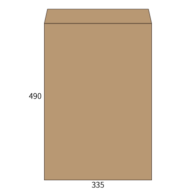角形A3号封筒 未晒クラフト 120g
幅 x 天地：335 x 490mm
米坪：120g/m2