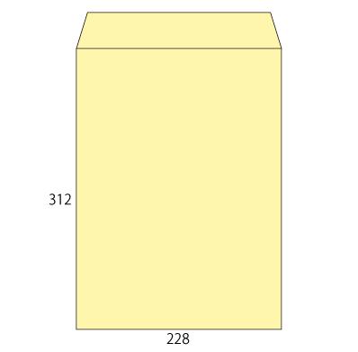 角形A4 クリーム 85L
幅 x 天地：228 x 312mm
米坪：85g/m2