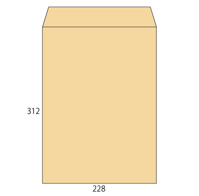 角形A4 クラフト 85L(〒枠なし)
幅 x 天地：228 x 312mm
米坪：85g/m2