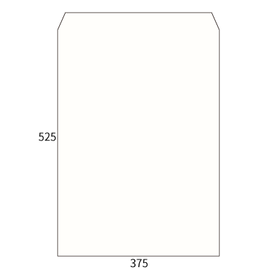 角形B3 Sホワイト120
幅 x 天地：375 x 525mm
米坪：120g/m2
