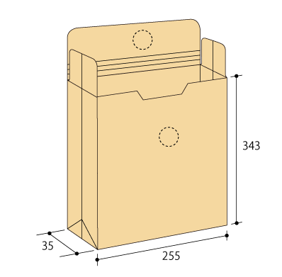 キーパル保存袋・玉付 角2 クラフト
幅 x 天地：255 x 343mm
米坪：120g/m2