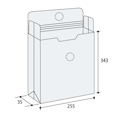 廃番）キーパル保存袋・玉付 角2 スカイ
幅 x 天地：255 x 343mm
米坪：120g/m2