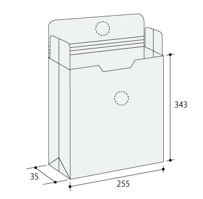 廃番）キーパル保存袋・玉付 角2 ソフトスカイ
幅 x 天地：255 x 343mm
米坪：120g/m2