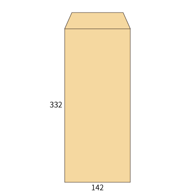長1 クラフト 85 中貼 (〒枠なし)
幅 x 天地：142 x 332mm
米坪：85g/m2