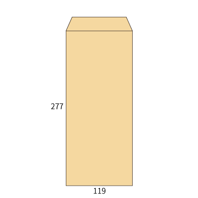 長2 クラフト 70 中貼
幅 x 天地：119 x 277mm
米坪：70g/m2