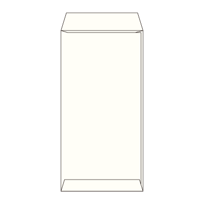 廃番）長3 セロ窓 コットン 地紋有 スノーホワイト116.3g
幅 x 天地：120 x 235mm
米坪：116g/m2