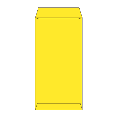長3イエロー85 ヨコ貼 (〒枠付き)
幅 x 天地：120 x 235mm
米坪：85g/m2