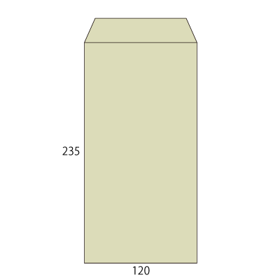 長3 パステルグレー 80 ヨコ貼(〒枠なし)
幅 x 天地：120 x 235mm
米坪：80g/m2