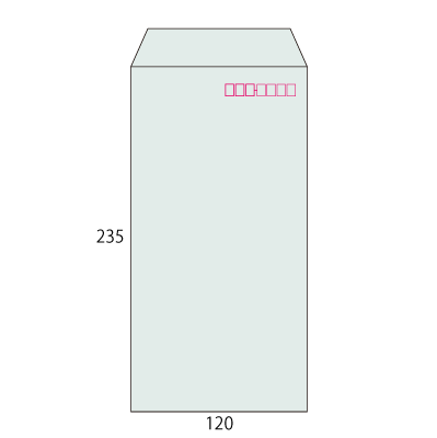 長3パステルメタル80 ヨコ貼 (〒枠付き)
幅 x 天地：120 x 235mm
米坪：80g/m2