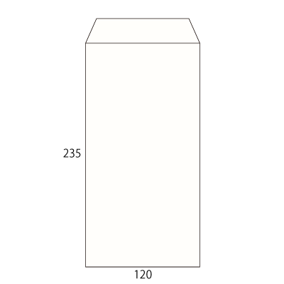 長3パステルホワイト80 ヨコ貼 (〒枠ナシ)
幅 x 天地：120 x 235mm
米坪：80g/m2