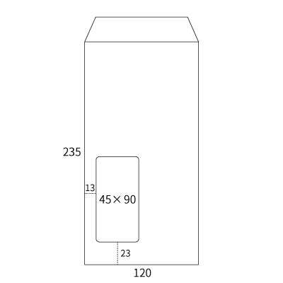 長3 K窓 地紋入 80(〒枠なし)
幅 x 天地：120 x 235mm
米坪：80g/m2