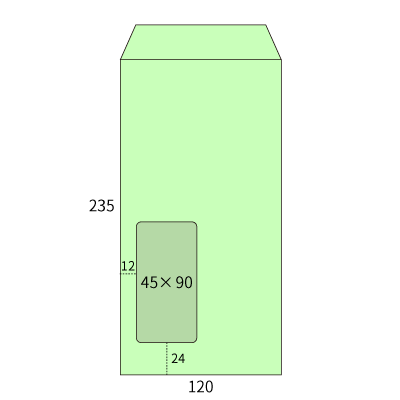 長3セロ窓1号 透けないコーティング パステルグリーン80 (〒枠ナシ)