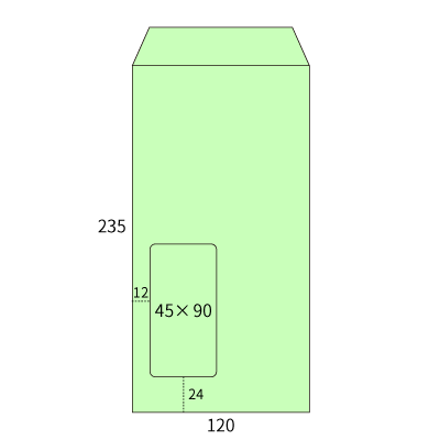 長3セロ窓1号 パステルグリーン80 (〒枠ナシ)