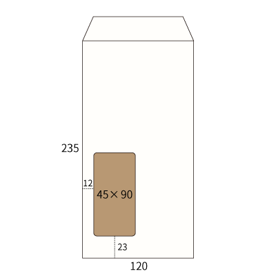 長3窓付サイド封筒 ホワイトクラフト 100g