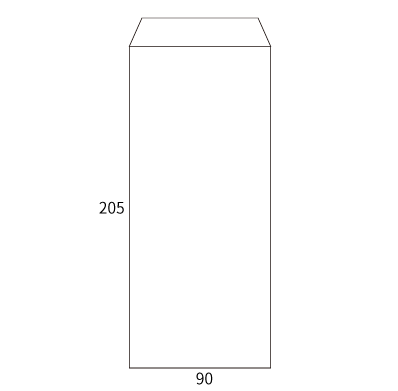 長4 大礼紙 中貼(〒枠なし)
幅 x 天地：90 x 205mm
米坪：-