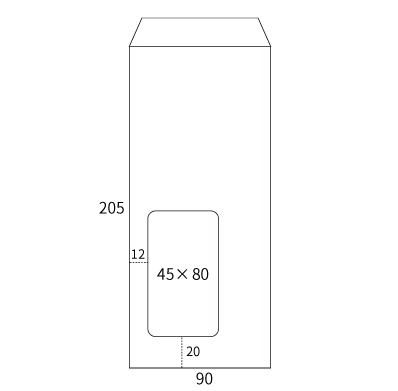 長4 ハイルック ケント 80 中貼 (〒枠なし)(窓45×80)