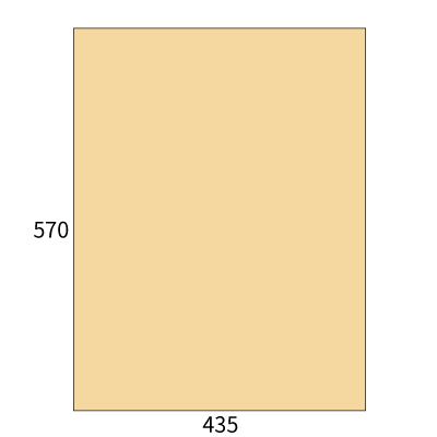 大型袋 2切判 クラフト120
幅 x 天地：435 x 570mm
米坪：120g/m2
