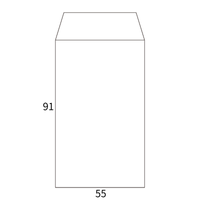 名刺DE封筒(タテ・白)
幅 x 天地：55 x 91mm
米坪：105g/m2