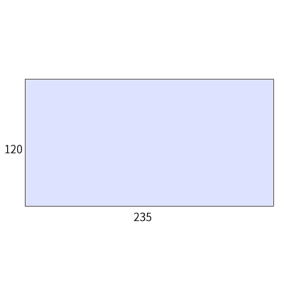 洋長3カマス 透けないコーティング パステルアクア 100 (〒枠なし)
幅 x 天地：235 x 120mm
米坪：100g/m2