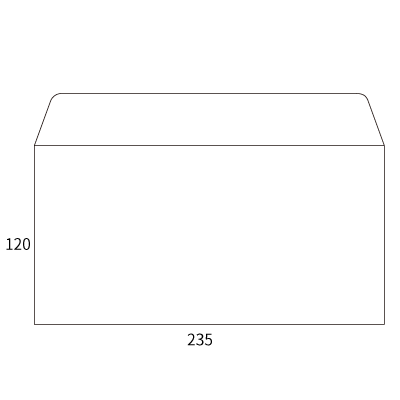 洋長3 フタ開き カマス透けないコーティングケント100(枠なし)
幅 x 天地：235 x 120mm
米坪：100g/m2