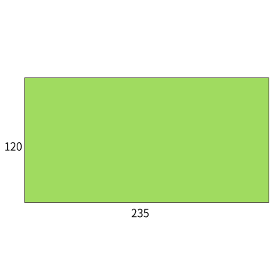 洋長3カマス グリーン 85(〒枠なし)
幅 x 天地：235 x 120mm
米坪：85g/m2