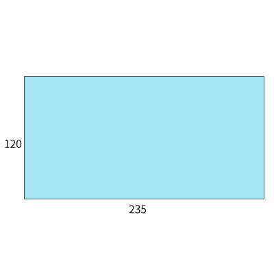 洋長3カマス ソライロ 85(〒枠なし)
幅 x 天地：235 x 120mm
米坪：85g/m2