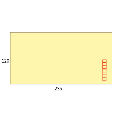 洋0ダイヤ ECクリーム 100 (〒枠付き)
幅 x 天地：235 x 120mm
米坪：100g/m2