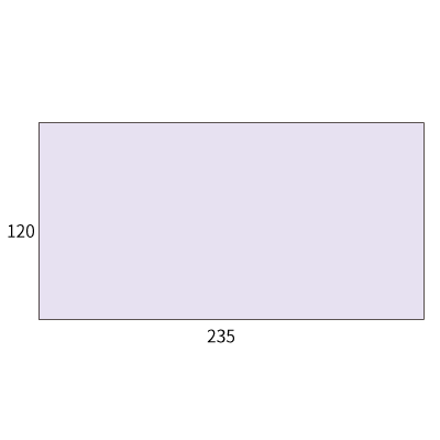 洋長3カマス パステルフジ 100(〒枠なし)
幅 x 天地：235 x 120mm
米坪：100g/m2