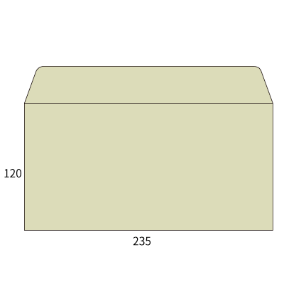 洋長3カマス フタ開き パステルグレー 100(〒枠なし)
幅 x 天地：235 x 120mm
米坪：100g/m2