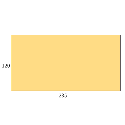 洋長3カマス パステルオレンジ 100(〒枠なし)
幅 x 天地：235 x 120mm
米坪：100g/m2