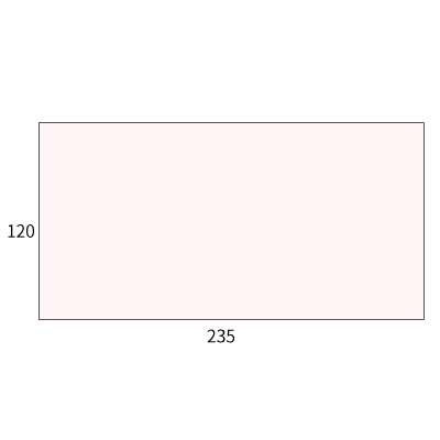 洋長3カマス パステルサクラ 100(〒枠なし)
幅 x 天地：235 x 120mm
米坪：100g/m2